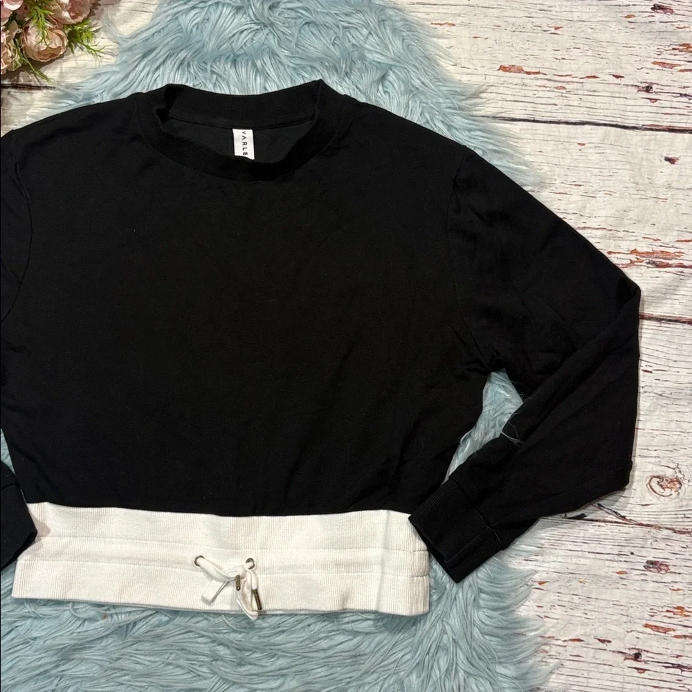 Varley Arden Black White Drawstring Sweatshirt